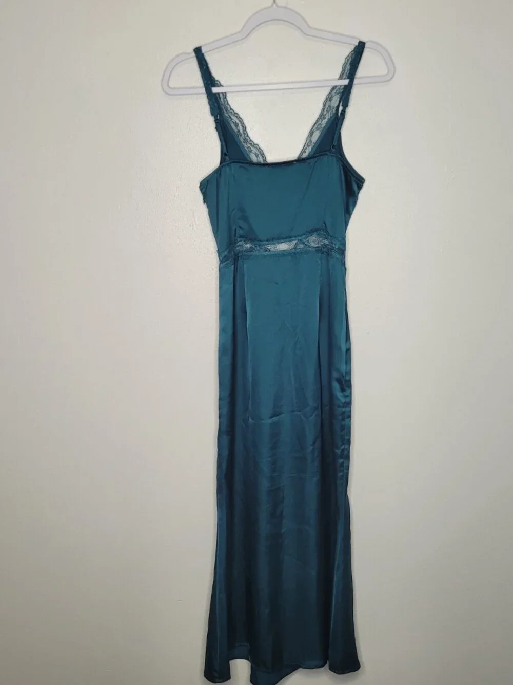 Never Fully Dressed teal lace cut out slip maxi dress size 4